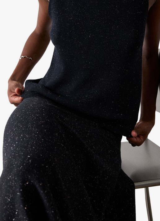 Whistles Annie Sparkle midi rok met lurex - detail 5 zwart