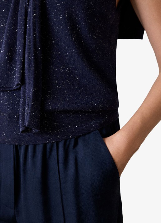 Whistles Annie top met lurex - detail 2 donkerblauw