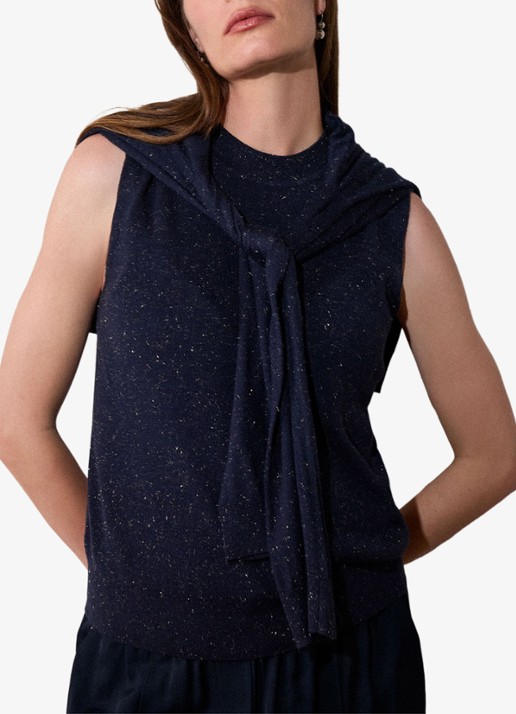 Whistles Annie top met lurex - detail 3 donkerblauw