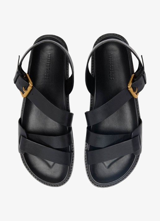 Whistles Asymmetric sandaal van leer - detail 4 zwart