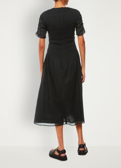 Whistles Avery midi jurk met smockwerk - achterkant zwart