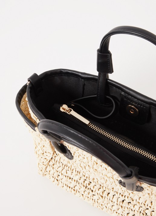 Whistles Aylin mini handtas van stro met uitneembaar etui - detail 3 beige