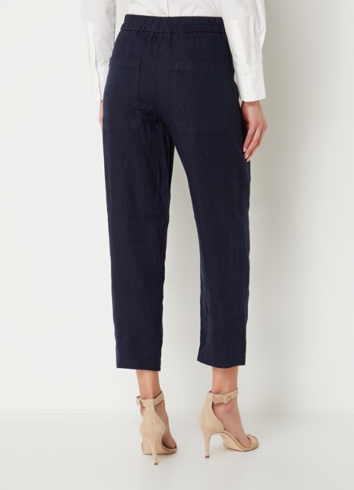 Whistles Barrel high waist cropped tapered fit broek van linnen - achterkant indigo