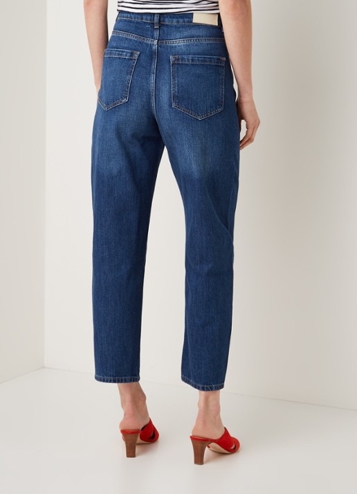 Whistles Barrel high waist cropped tapered jeans met medium washing - achterkant 3 indigo