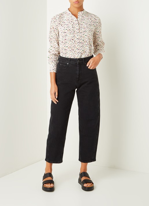 Whistles Barrel high waist cropped tapered jeans - voorkant 2 zwart