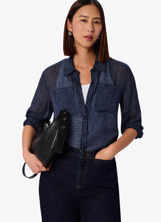 Whistles Blouse met borstzakken - detail blauw