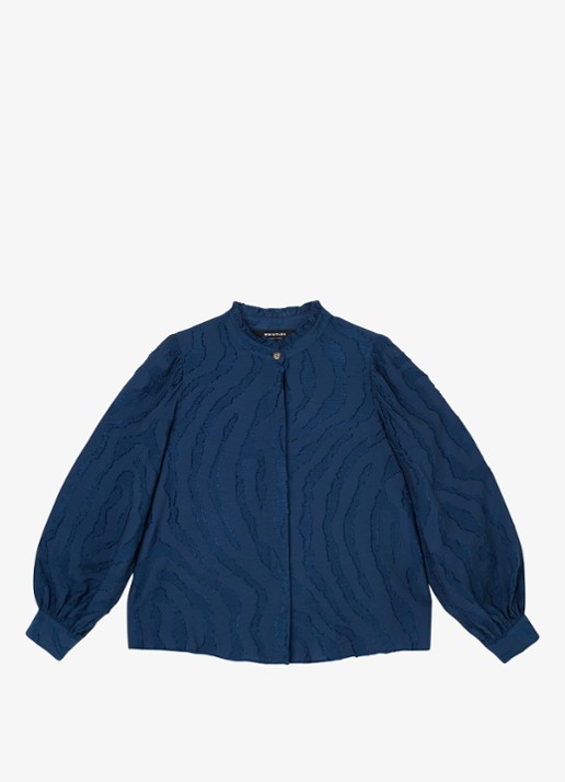 Whistles Blouse met dierenprint - voorkant donkerblauw