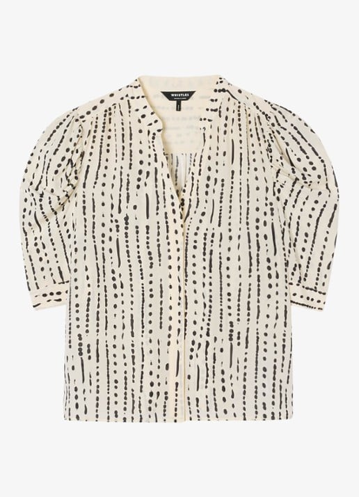 Whistles Blouse met stippenprint - voorkant 5 ivoor