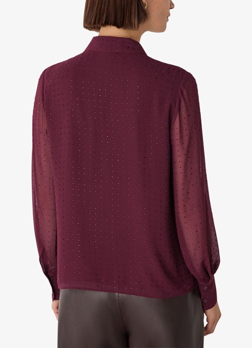 Whistles Blouse met strass - achterkant 3 bordeauxrood