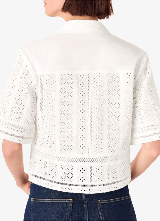 Whistles Blouse van broderie - achterkant wit