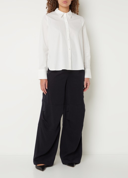 Whistles Boxy blouse met stretch - voorkant 3 wit