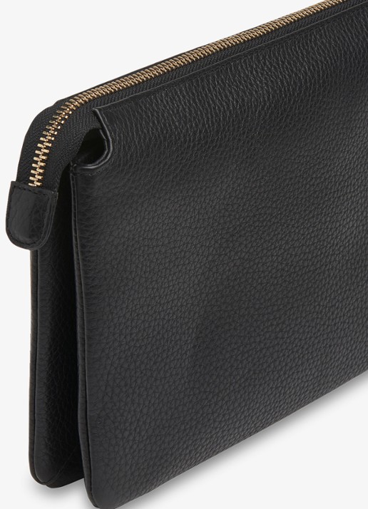 Whistles Elita clutch van leer met logo - detail 2 zwart