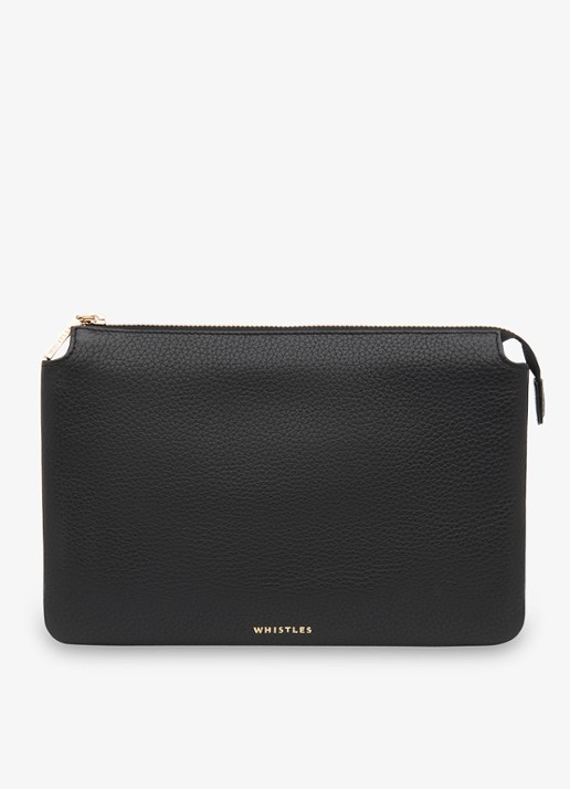 Whistles Elita clutch van leer met logo