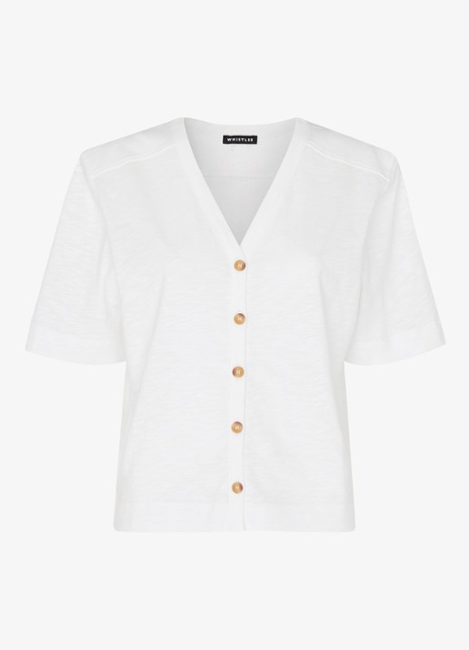 Whistles Ella blouse met gemêleerd dessin - voorkant 2 wit