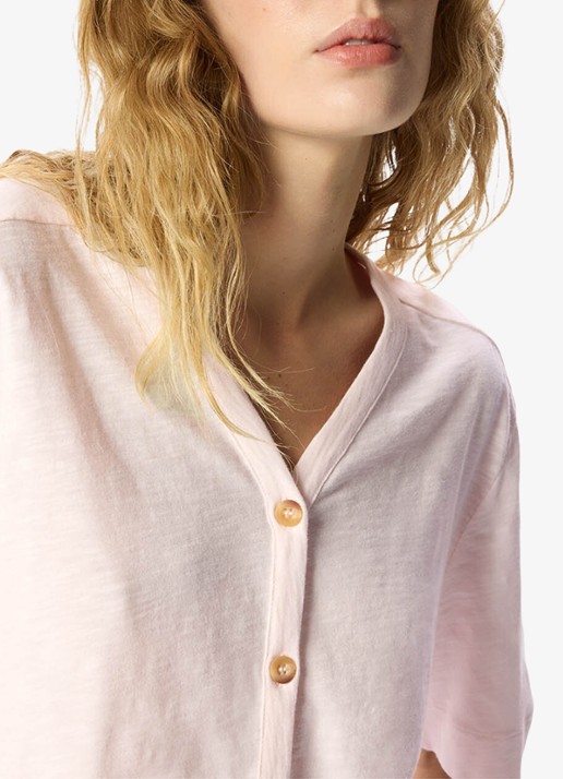 Whistles Ella top met V-hals - detail 5 lichtroze