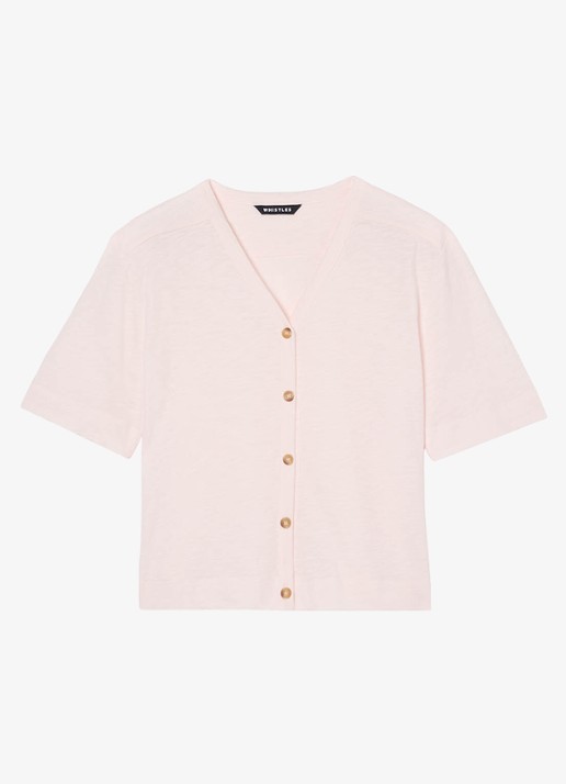 Whistles Ella top met V-hals - voorkant lichtroze