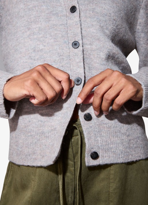 Whistles Fijngebreid vest in wolblend  - detail 4 grijs