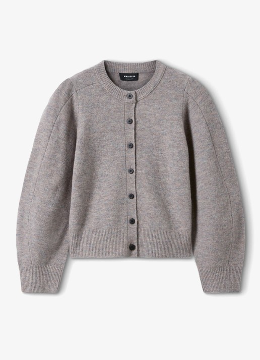 Whistles Fijngebreid vest in wolblend  - voorkant grijs