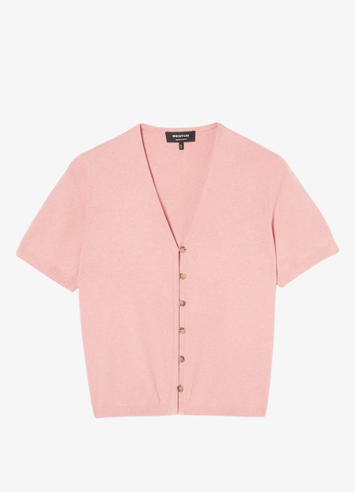 Whistles Fijngebreide top met V-hals - voorkant 2 roze