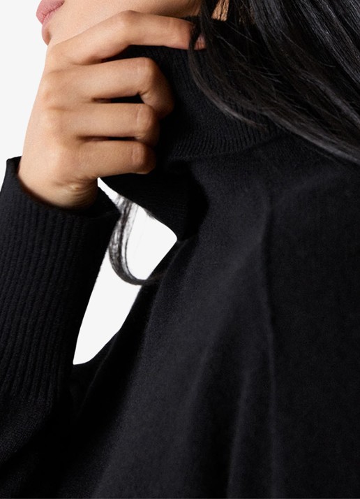 Whistles Fijngebreide trui van kasjmier met col - detail 3 zwart