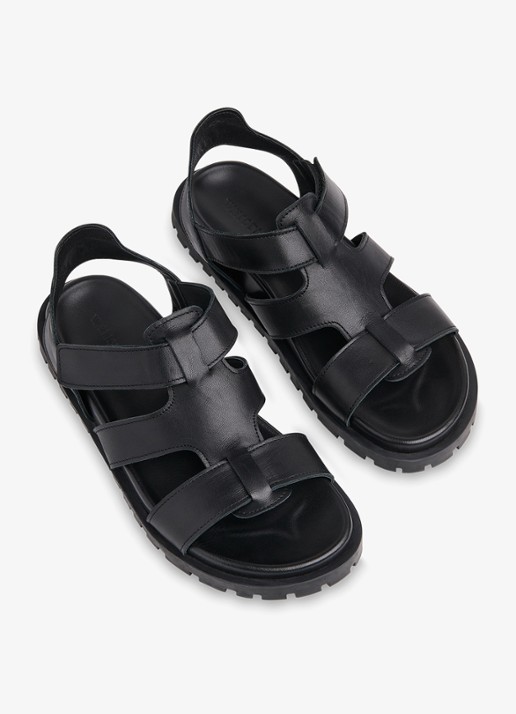 Whistles Freya slipper van leer - detail 3 zwart