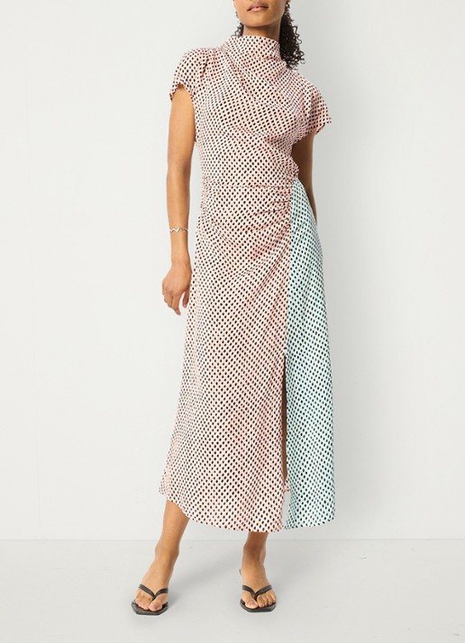 Whistles Graphic Check maxi jurk met grafische print