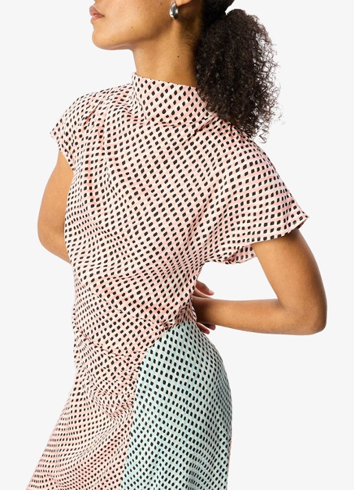 Whistles Graphic Check maxi jurk met grafische print - detail 4 roze