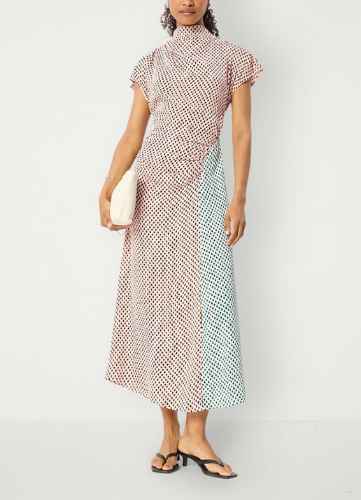 Whistles Graphic Check maxi jurk met grafische print - voorkant 2 roze