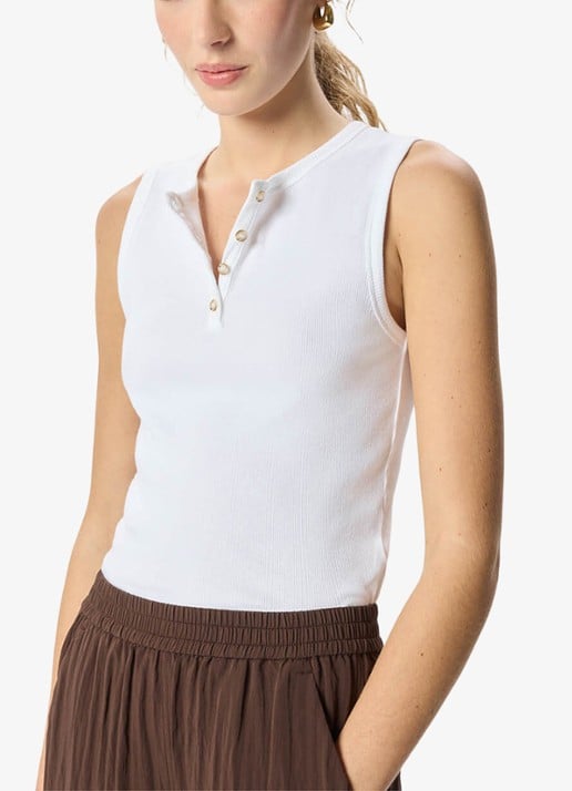 Whistles Henley mouwloze top met ribstructuur