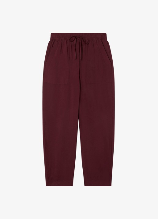 Whistles High waist cropped straight fit broek met steekzakken - voorkant bordeauxrood