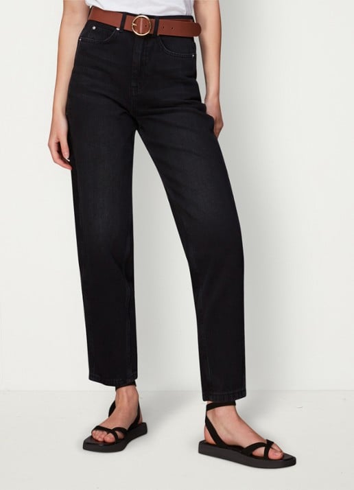 Whistles High waist straight fit cropped jeans met gekleurde wassing