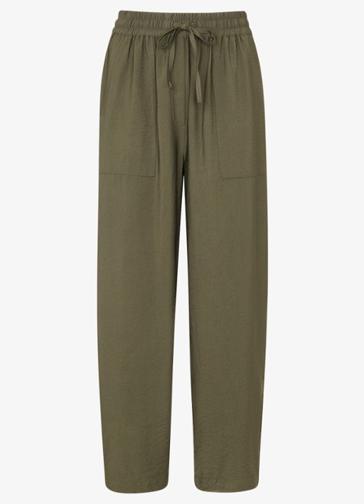 Whistles High waist tapered fit broek met steekzakken - voorkant 4 bronsgroen