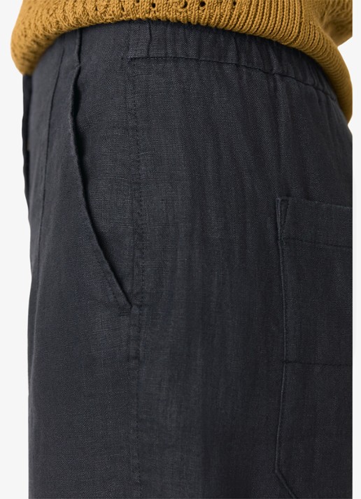 Whistles High waist tapered fit broek van linnen met steekzakken - detail 4 zwart