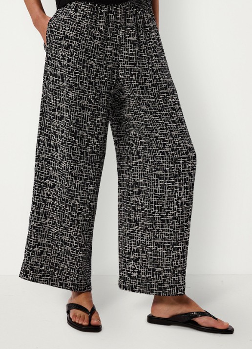 Whistles High waist wide fit cropped pantalon met print