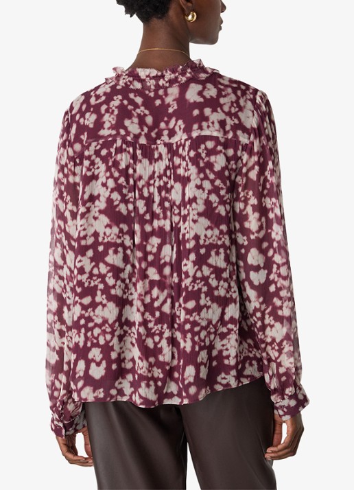 Whistles Inky blouse met V-hals - achterkant bordeauxrood