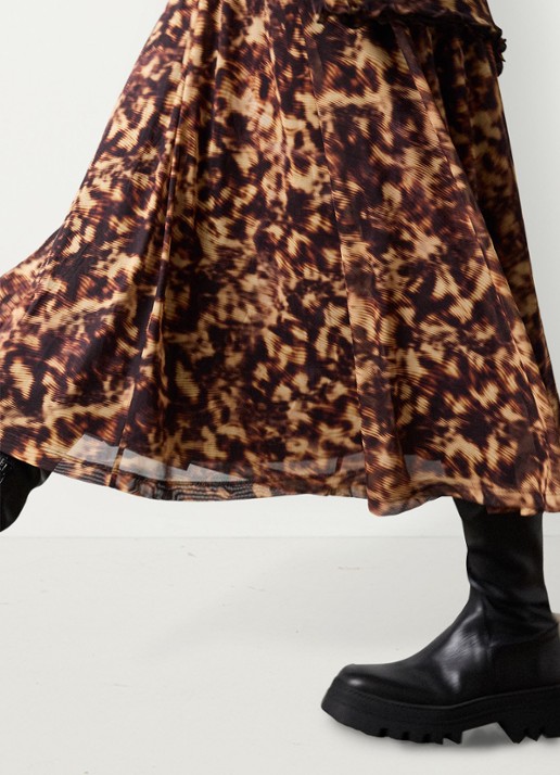 Whistles Jurk van mesh met plooien en dierenprint - detail 4 bruin