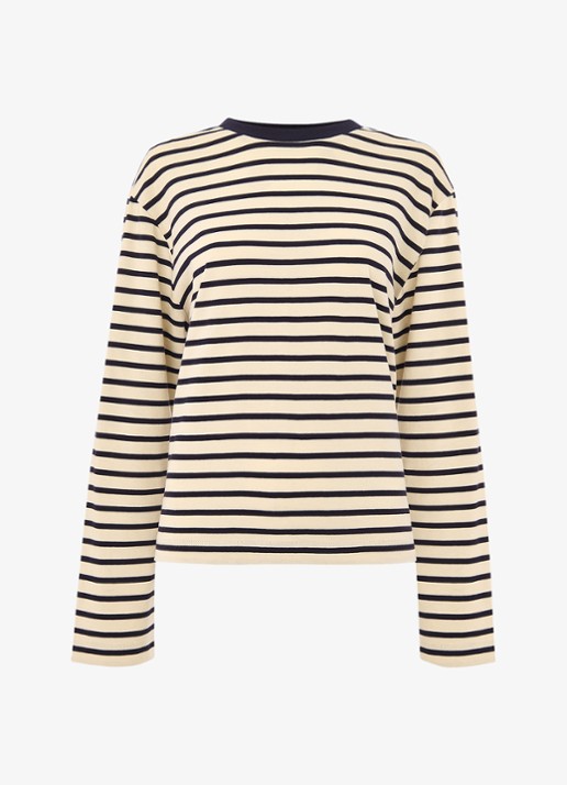 Whistles Longsleeve met streepprint - voorkant creme