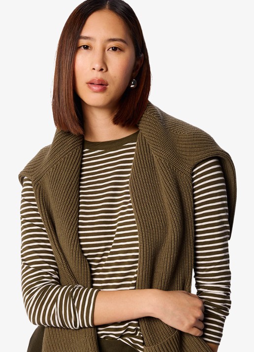 Whistles Longsleeve met streepprint - detail 6 khaki