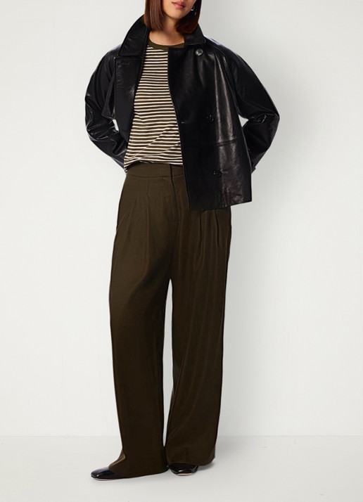 Whistles Longsleeve met streepprint - voorkant 3 khaki