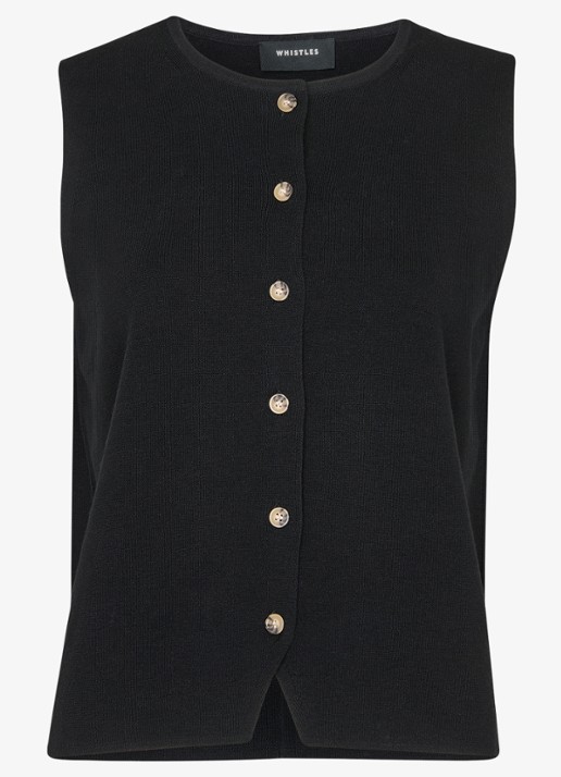 Whistles Lucy fijngebreid gilet met stretch - voorkant zwart