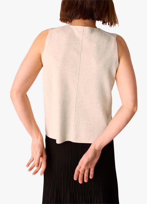 Whistles Lucy fijngebreid gilet met stretch - achterkant 2 creme