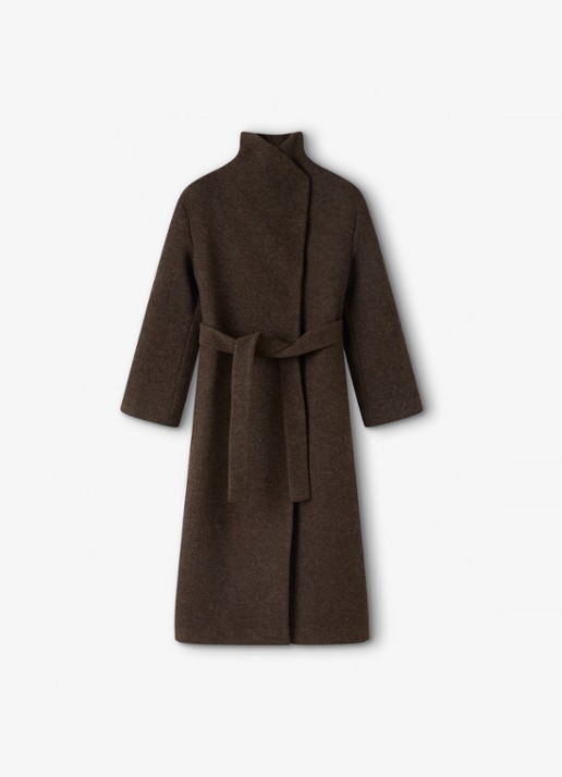 Whistles Mantel met strikceintuur - voorkant taupe