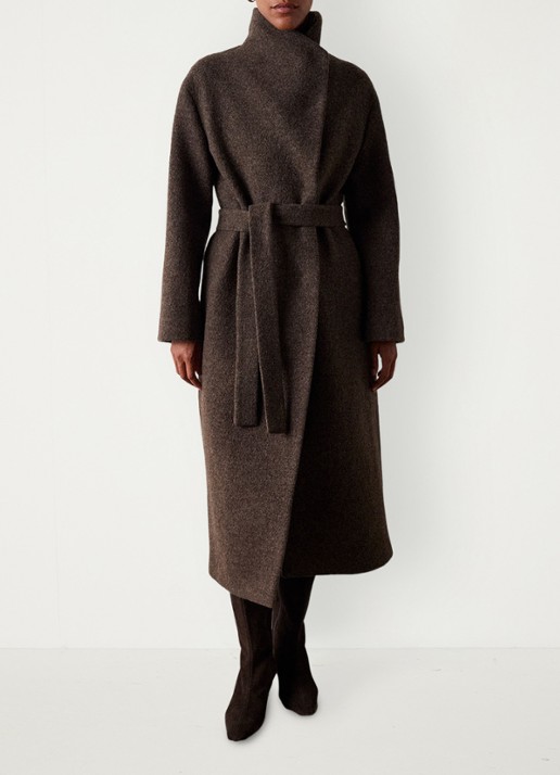 Whistles Mantel met strikceintuur - voorkant 2 taupe