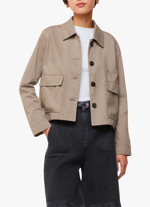 Whistles Marie jack met klepzakken - voorkant 3 khaki