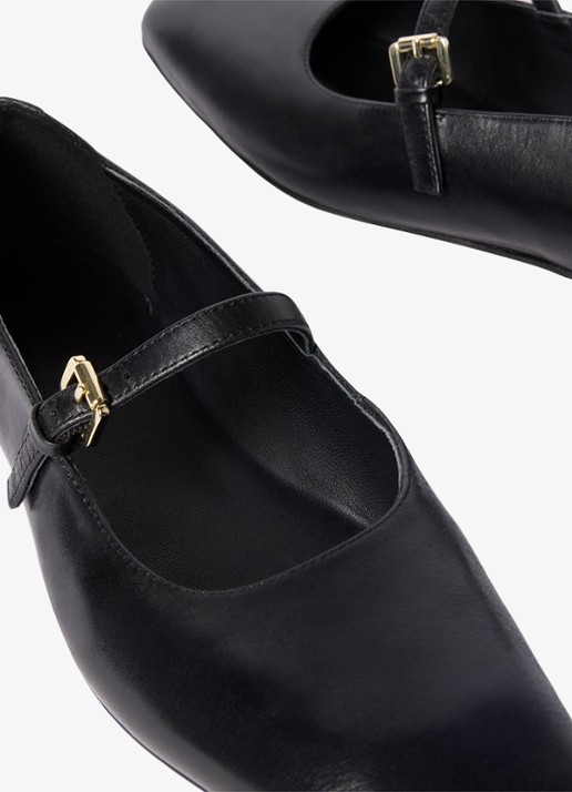 Whistles Mary Jane ballerina van leer - detail 3 zwart