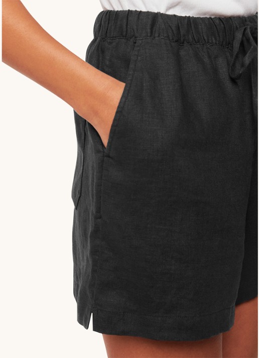Whistles Mid waist straight fit korte broek van linnen - detail 4 zwart