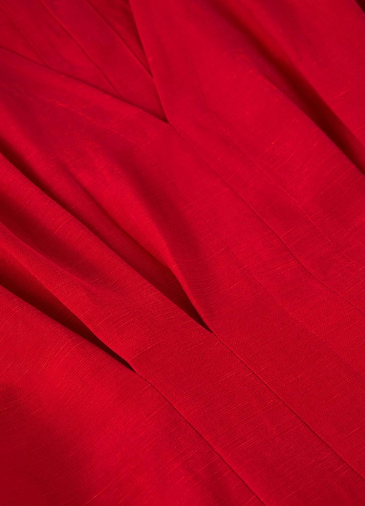 Whistles Midi jurk in linnenblend met plooien - detail 5 steenrood