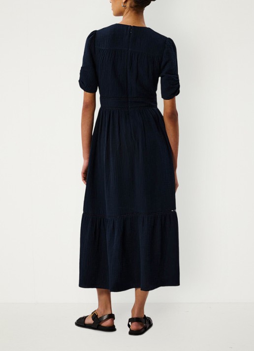 Whistles Midi jurk met plooien en steekzakken - achterkant 3 donkerblauw