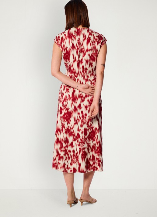 Whistles Midi jurk met  print - achterkant rood