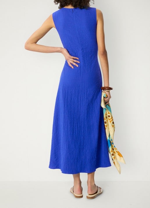 Whistles Midi jurk met V-hals en structuur - achterkant 5 blauw